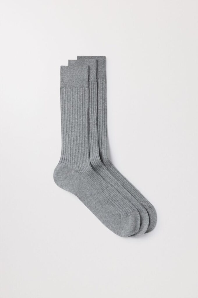 Ribbade bomullssockor, 3-pack