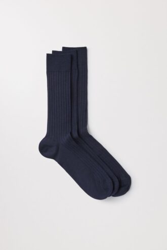 Ribbade merinosockor, 3-pack