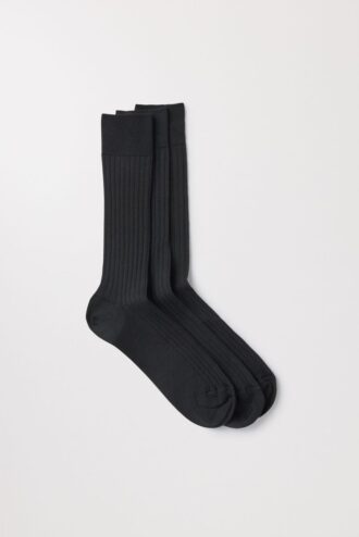 Ribbade merinosockor, 3-pack