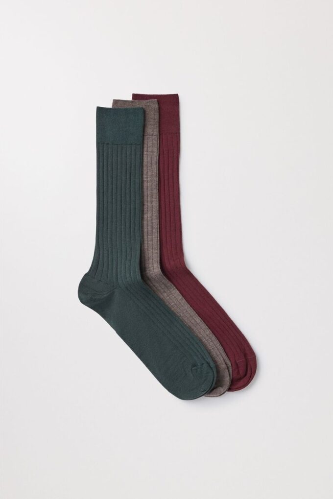 Ribbade merinosockor, 3-pack Ribbade merinosockor, 3-pack