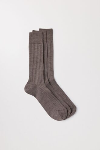 Ribbade merinosockor, 3-pack
